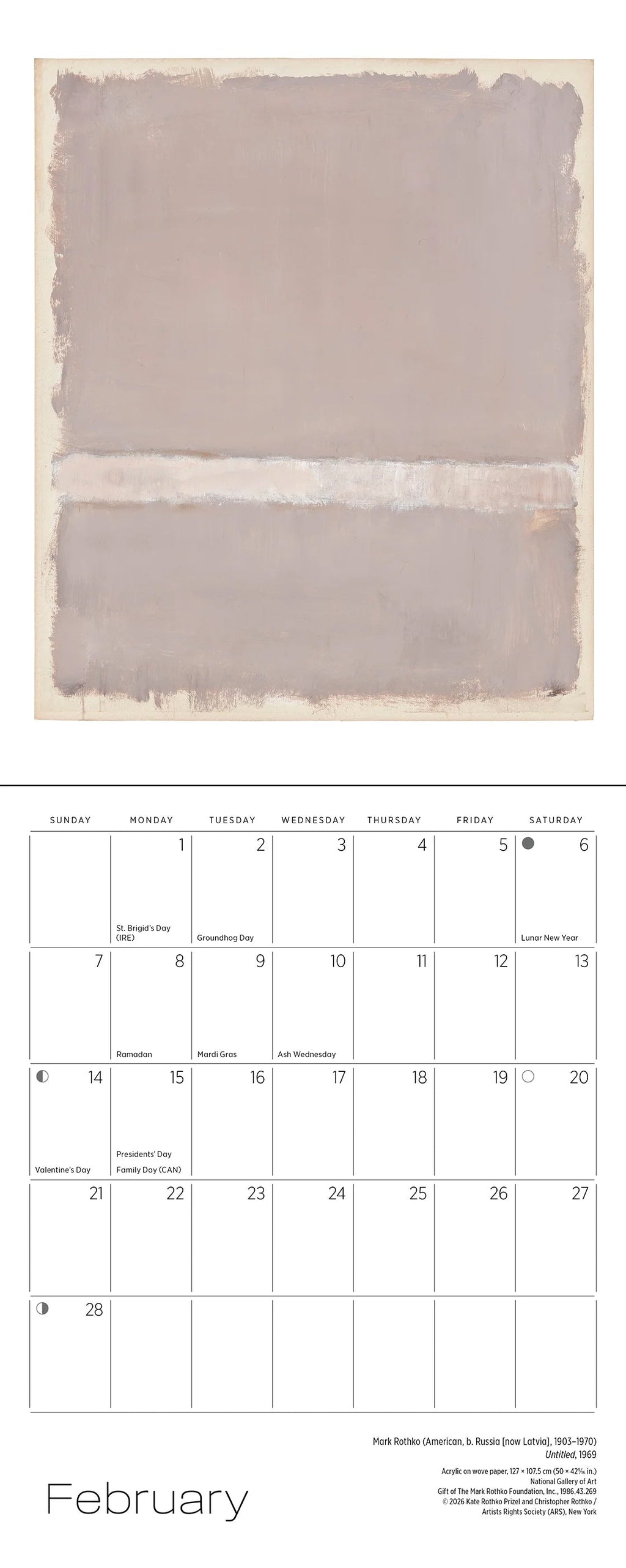 Mark Rothko: Mini 2027 Wall Calendar
