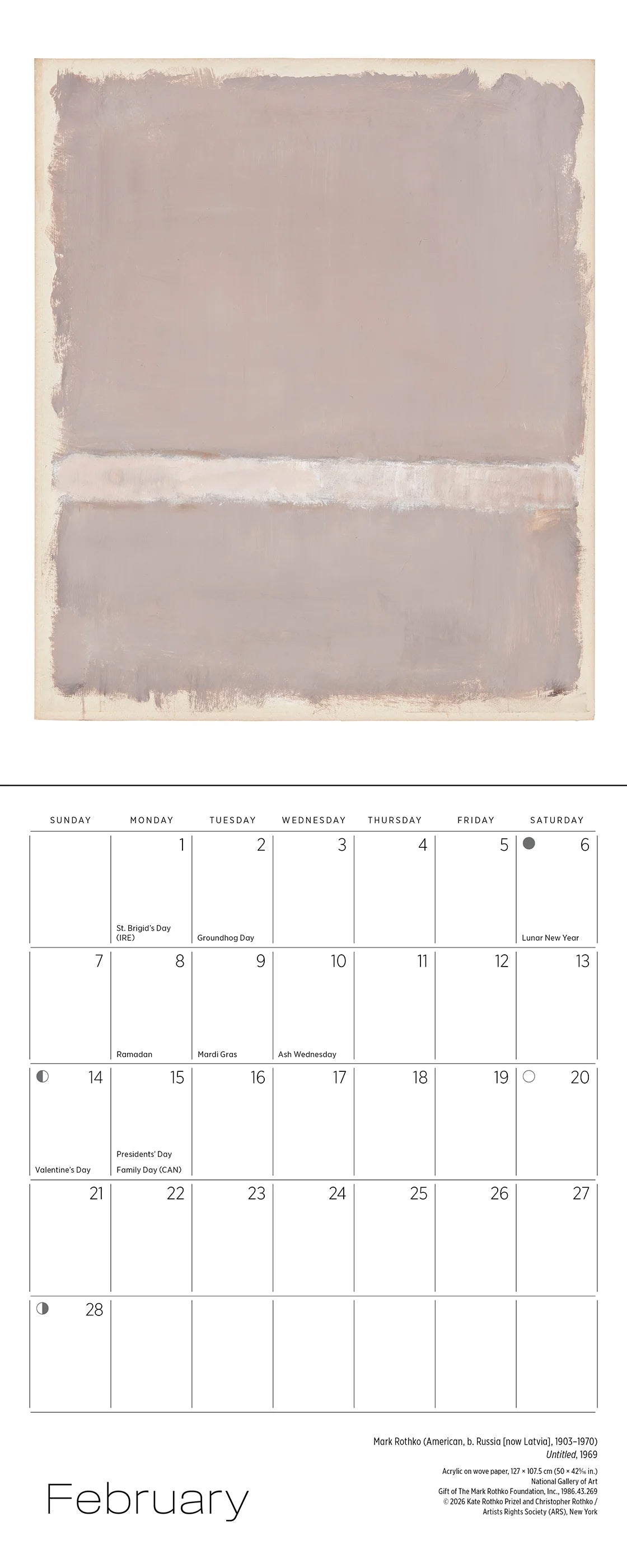 Mark Rothko: Mini 2027 Wall Calendar