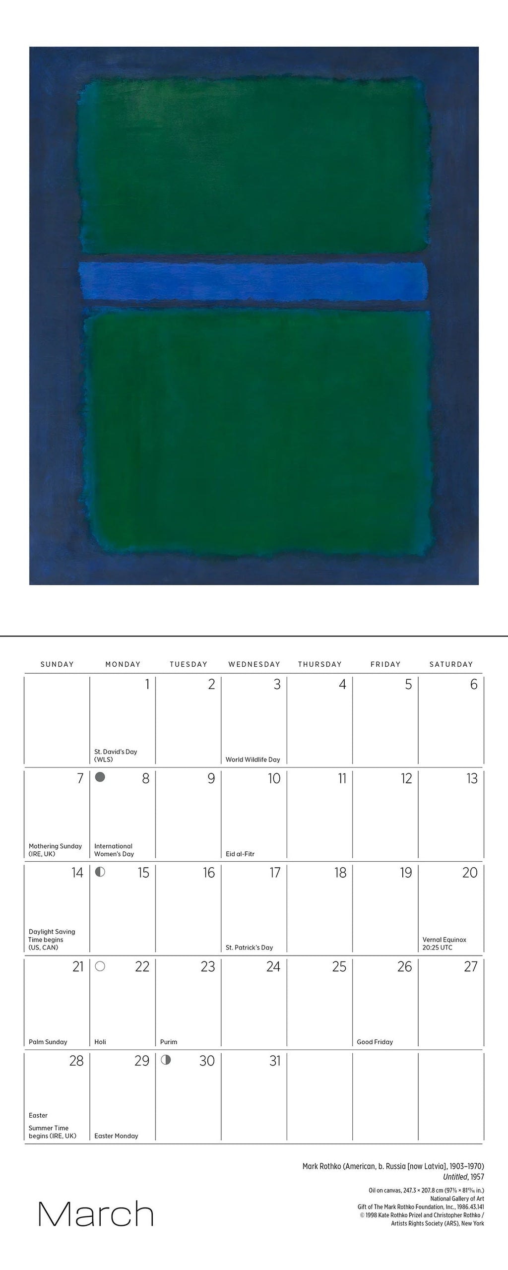 Mark Rothko: Mini 2027 Wall Calendar