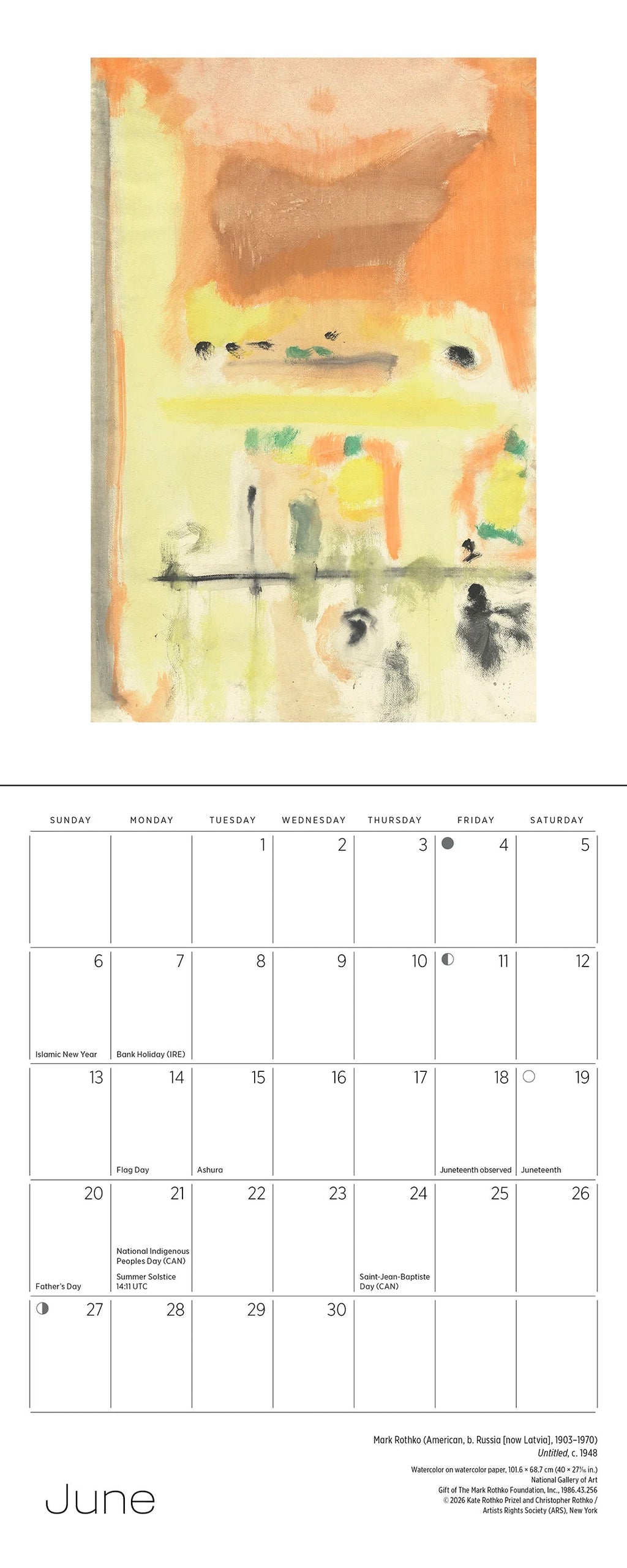 Mark Rothko: Mini 2027 Wall Calendar