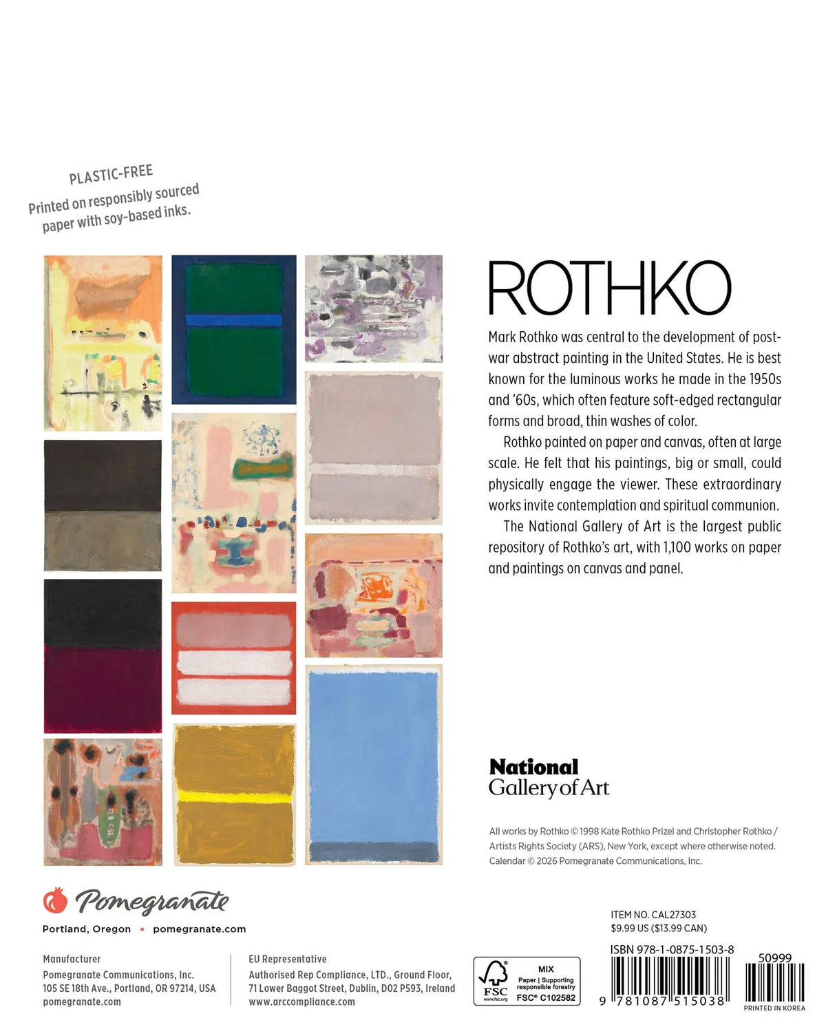 Mark Rothko: Mini 2027 Wall Calendar